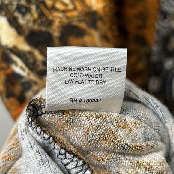 Lbisse Dress Women's 1X Orange Black Tan Knee Length Shift 3/4 Sleeve Abstract - Picture 10 of 11